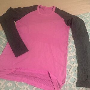 LULULEMON long sleeve pink/grey Swiftly Tech Top Sz 6